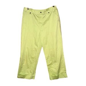 Sandra Women’s Lime Green High Rise Cropped Pants Cuffed Stretch‎ Size 6